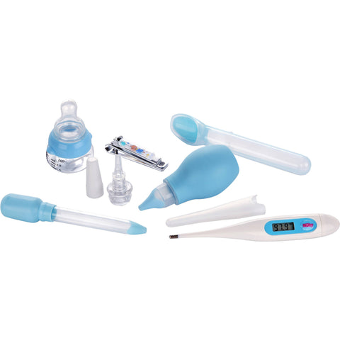 Nuby Baby Medical Set, Includes Medicine Syringe, Nasal/Ear Aspirator, Medicine Spoon, Medi-Nurser, Nail Clippers and Digital Thermometer, 6 Piece Set