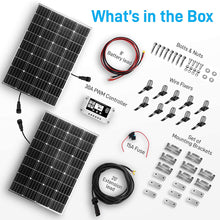 SereneLife 200W Solar Panel Starter Kit - 12v Monocrystalline Portable Mono Solar Panel Starter Kit w/ 3 ft 11AWG Cable Set, 30A PWM Controller w/LCD - Van Campers, Car Roof, Boat SLSPSKT200 (2 Pcs)