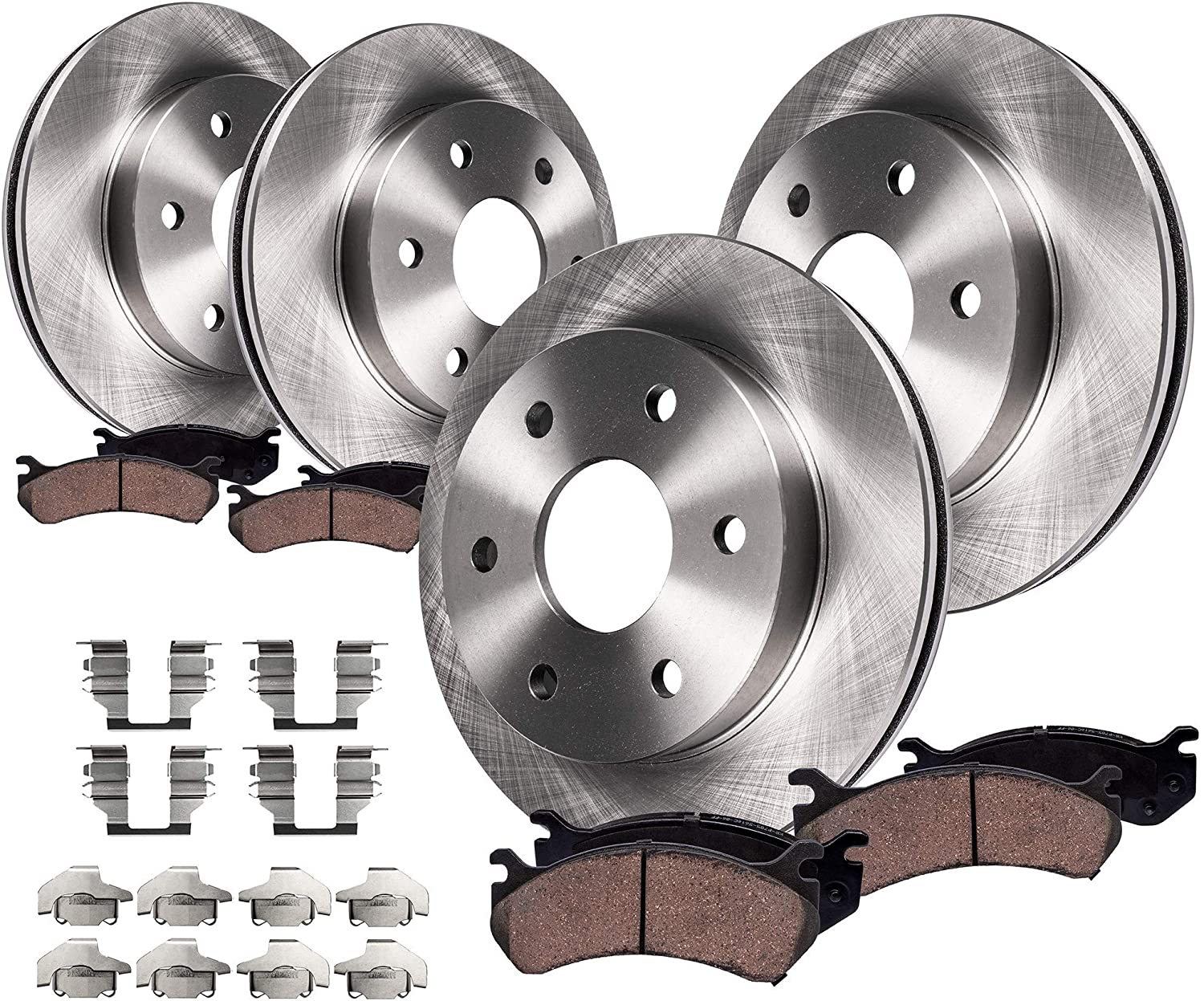 Detroit Axle - 305mm FRONT & 325mm REAR Brake Kit Rotors & Ceramic Brake Kit Pads w/Hardware for Chevy Trailblazer & GMC Envoy & Olds Bravada, Isuzu Ascender - See Fitment