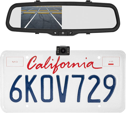 BOYO VTC1743M - Vehicle Backup Camera System with 4.3” Rear-View Mirror Monitor and License Plate Backup Camera for Car, Truck, SUV and Van