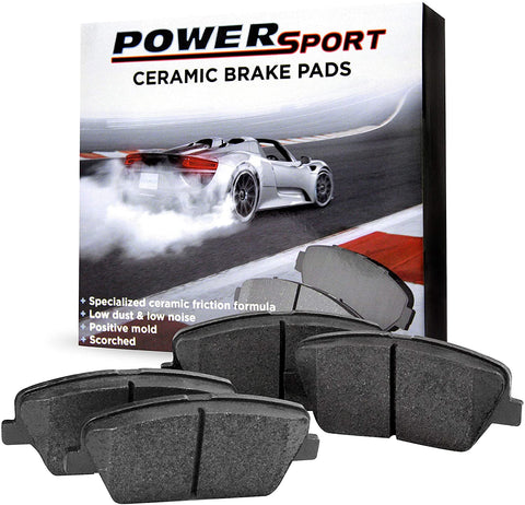 Front PowerSport Ceramic Series Brake Pad With Rubber Steel Rubber Shims