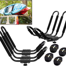 PaddleSports+ Kayak Roof Rack Sets for Cars and SUVs - Two Sets with Straps - Universal Fit Carriers Mount on Crossbars for Easy Travel with Kayaks Canoes Paddleboards and Surfboards