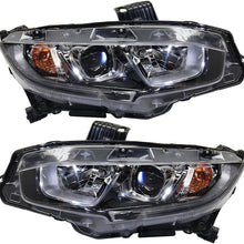 Headlight Assembly Compatible with 2016-2018 Honda Civic Halogen Clear Lens With bulb(s) Pair CAPA Certified Driver and Passenger Side