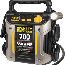STANLEY FATMAX J7CS Portable Power Station Jump Starter: 700 Peak/350 Instant Amps, 120 PSI Air Compressor, 3.1A USB Ports, Battery Clamps