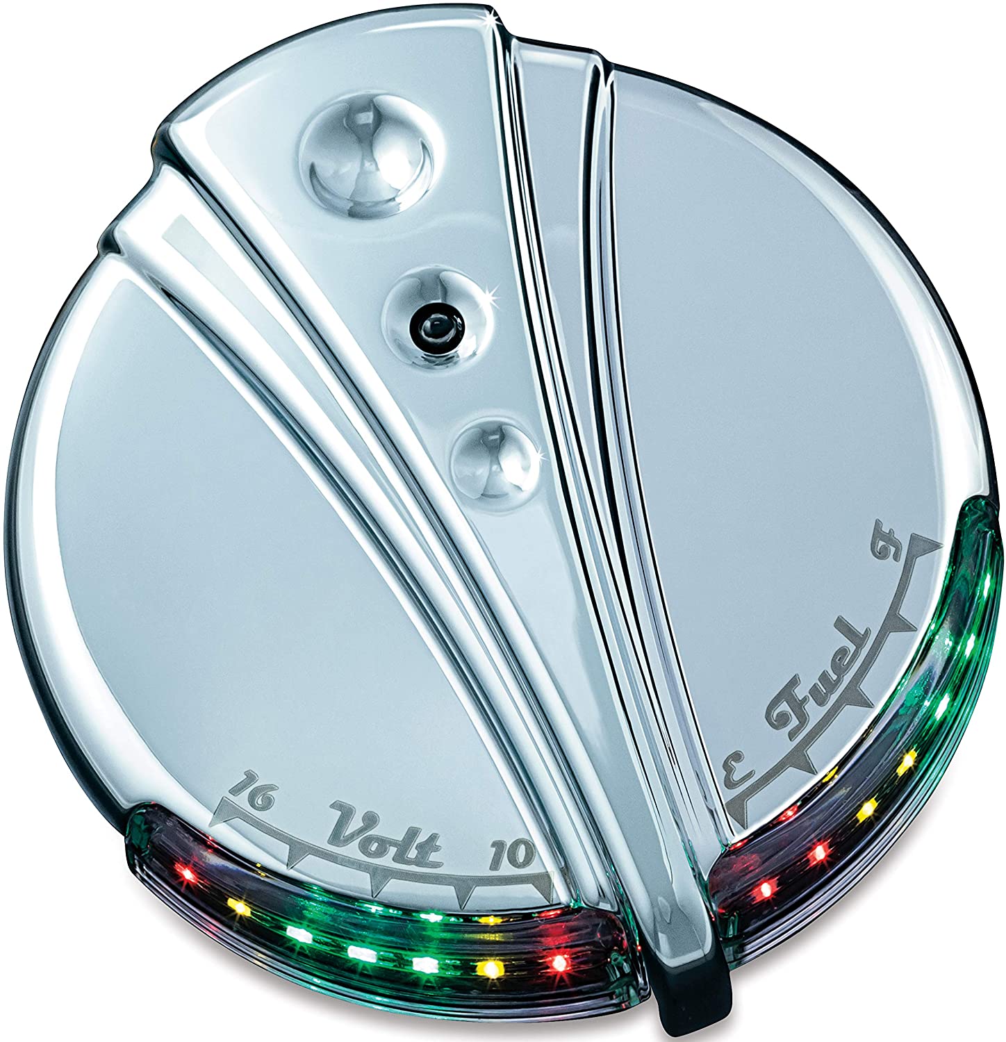 Kuryakyn 7281 Motorcycle Lighting Accent Accessory: Deco LED Fuel and Battery Gauge for 1988-2019 Harley-Davidson Motorcycles, Chrome