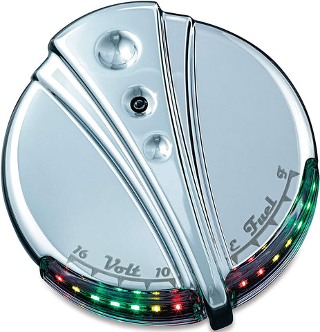 Kuryakyn 7281 Motorcycle Lighting Accent Accessory: Deco LED Fuel and Battery Gauge for 1988-2019 Harley-Davidson Motorcycles, Chrome