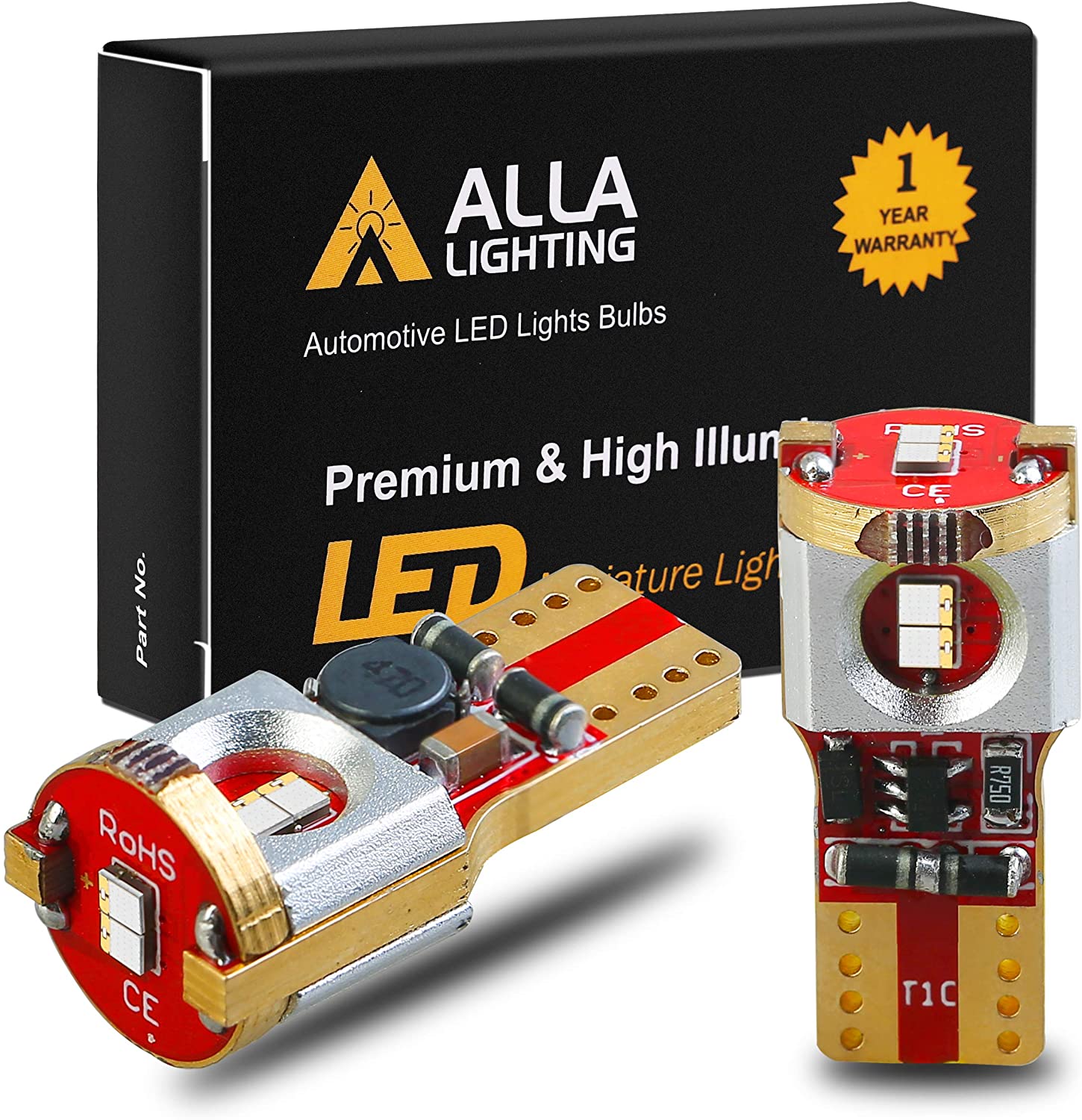 Alla Lighting Newest 194 LED Bulbs Super Bright T10 175 168 2825 W5W ZS SMD 12V LED Bulbs for Car License Plate Tag Interior Map Dome Trunk Courtesy Lights, 10000K Blue