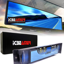 ICBEAMER 9.4" 240mm Easy Clip on Wide Angle Panoramic Blind Spot Fit Auto Interior Rear View Mirror Convex Blue Surface