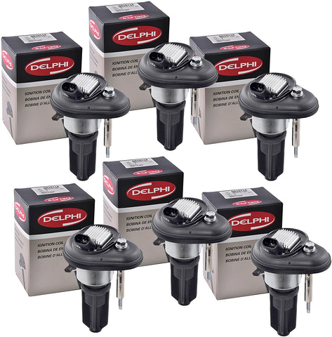 New Set of 6 Delphi GN10114 Ignition Coils