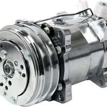 YaeTek New Premium Quality A/C Air Conditioning Compressor 12V/V-Belt Pulley for Sanden 508 Style Chrome Compatible w/R-12 and R134A