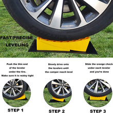 Heavy Duty RV Leveling Blocks Wheel Chocks Leveler, Rubber Non Slip Base Without Rope for Travel Trailers, Car, Camper, Truck 2 Pack Yellow