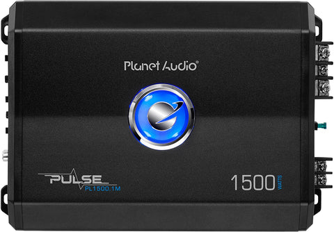 Planet Audio PL1500.1M Monoblock Car Amplifier - 1500 Watts, 2/4 Ohm Stable, Class A/B, Mosfet Power Supply