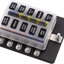 Automotive 1 in 6-Way PC Waterproof Fuse Box Holder 5A 10A 15A 20A Fuses Spade for Cars, SUV, RV, Buses, Yachts, Boats, etc. (blackA1)