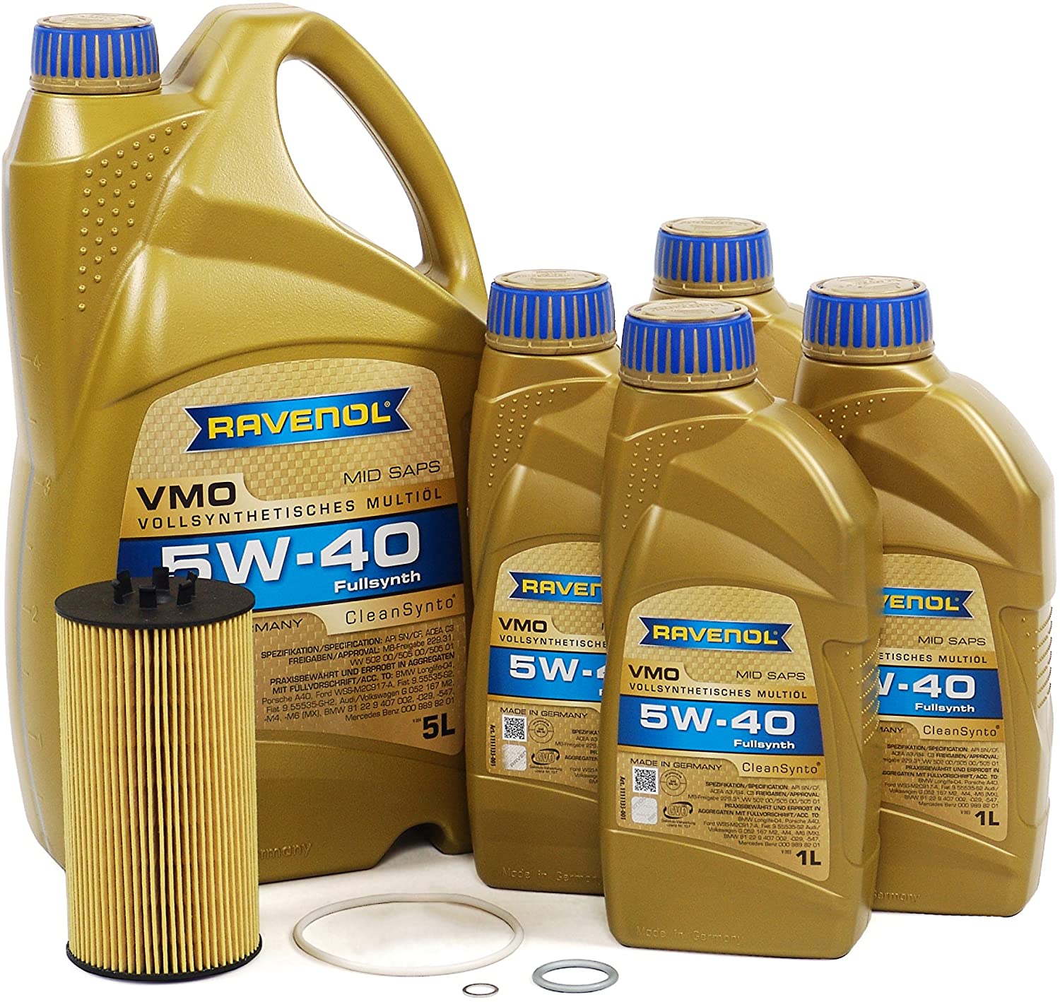Blau J1A5070-D Motor Oil Change Kit - Compatible with 2004-06 VW Phaeton w/ 8 Cylinder 4.2L Engine - 5w40