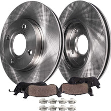 Detroit Axle - 258mm Front Disc Brake Kit Rotors and (2) Ceramic Brake Kit Pads w/Clips Hardware Kit - Premium GRADE