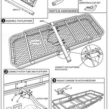 Nevlers 60” L x 20” W x 6” H Folding Hitch Mount Cargo Carrier with Net, 2 Blue Ratchet Straps and Bonus Hitch stabilizer - Waterproof - 500 lb Weight Limit - Great Additional Trunk Space