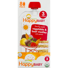 (8 Pouches) Happy Baby Organics Hearty Meals Vegetable & Beef Medley With Quinoa Pouches, 4.0 OZ