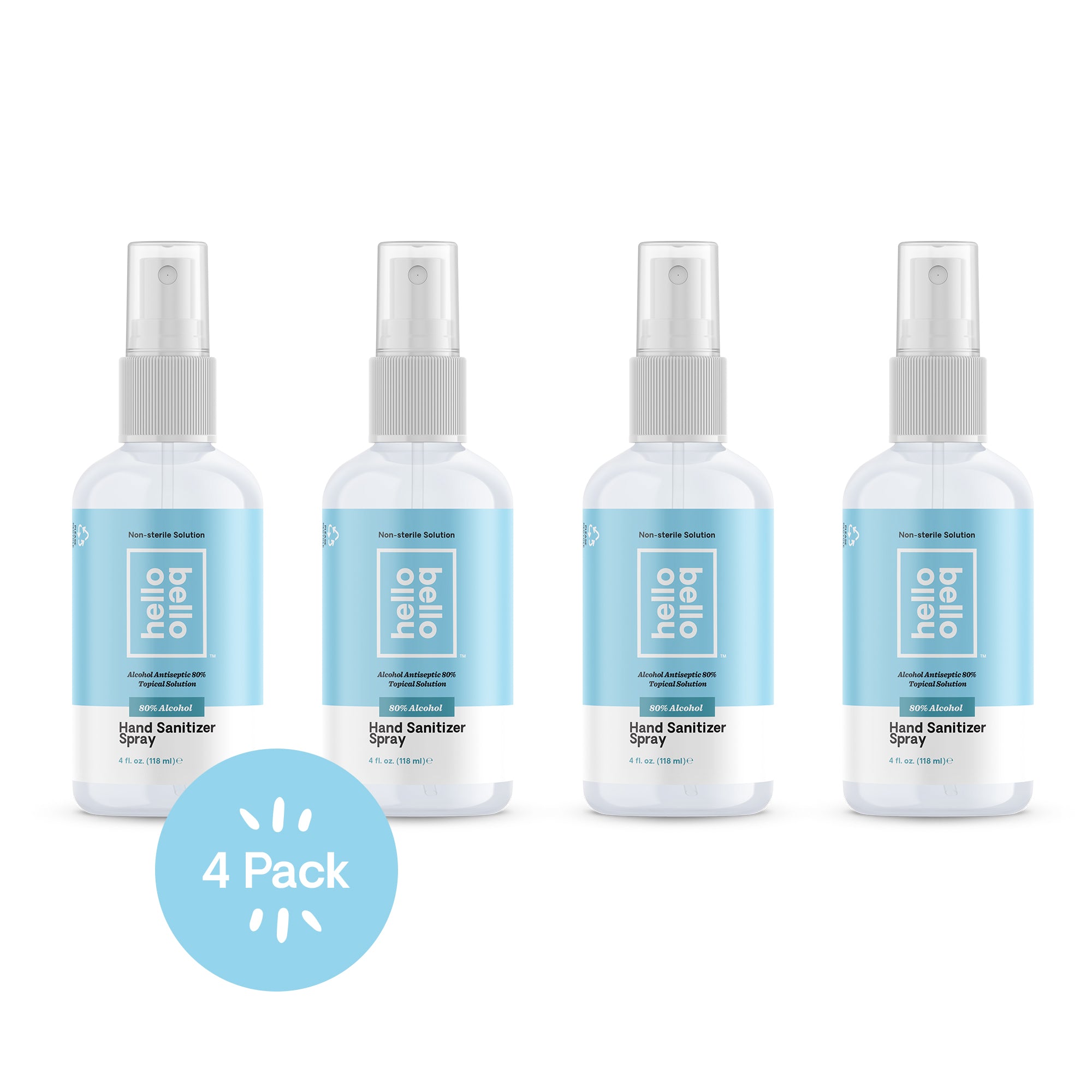 Hello Bello Hand Sanitizer Spray, Unscented, 4oz - 4PK