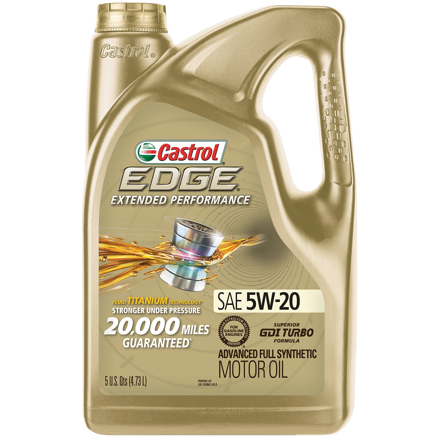 Castrol EDGE Extended Performance 5W-20 Advanced Full Synthetic Motor Oil, 5 QT