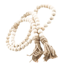 Wooden Bead Garland Farmhouse Rustic Country Tassle Prayer Beads Wall Hanging Decorations