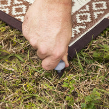 AdvenGO 10 Strong Polypropylene Stake Set for Grass, Soil - Anchoring Blankets, Patio Rugs, Camping Tents, Tarps, and RV Mats - Easy to Use, Outdoor Lawn and Garden Stakes - (Silver)