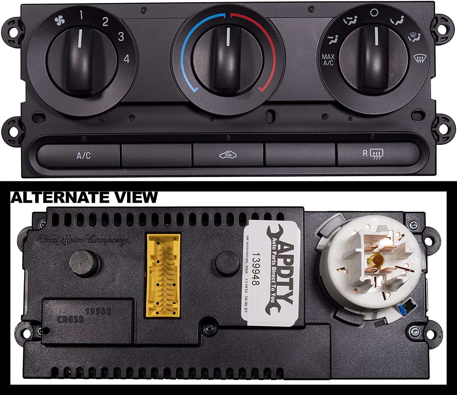 APDTY 139948 HVAC AC Air Conditioner Heat Heater Temperature Switch Blower Motor Manual Control Head Fits 2006-2009 Ford Fusion or Mercury Milan (Replaces 7E5H-19980-AA, 7E5H-19980-B)