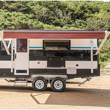 ALEKO Motorized Retractable RV Trailer Awning for Home or Camper- 12x8 Ft - Black Stripes
