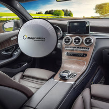 Magnelex Car Windshield Sunshade with Bonus Steering Wheel Cover Sun Shade. 210T Reflective Polyester Blocks Heat and Sun. Foldable Sun Shield That Keeps Your Vehicle Cool (Large 63 x 33.8 in)