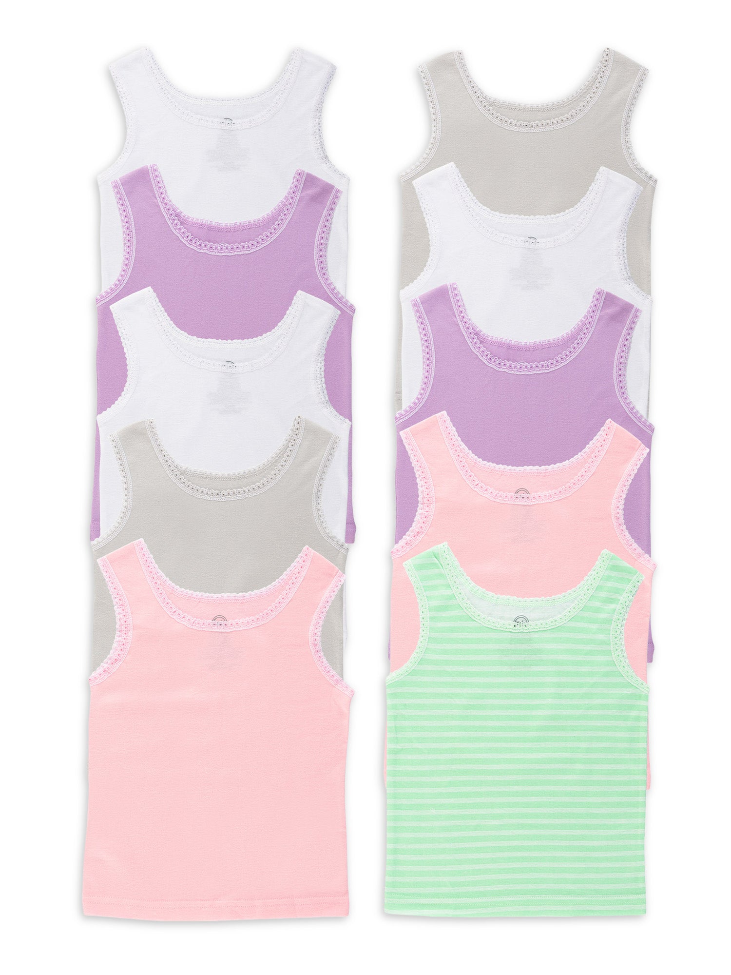 Wonder Nation Toddler Girls Undershirts, 10-Pack Cotton Sleeveless Tank Tops