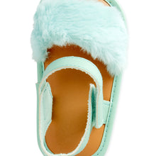 First Steps by Stepping Stones Faux Fur Soft Sole Baby Ankle-Strap Sandals (Infant Girls)