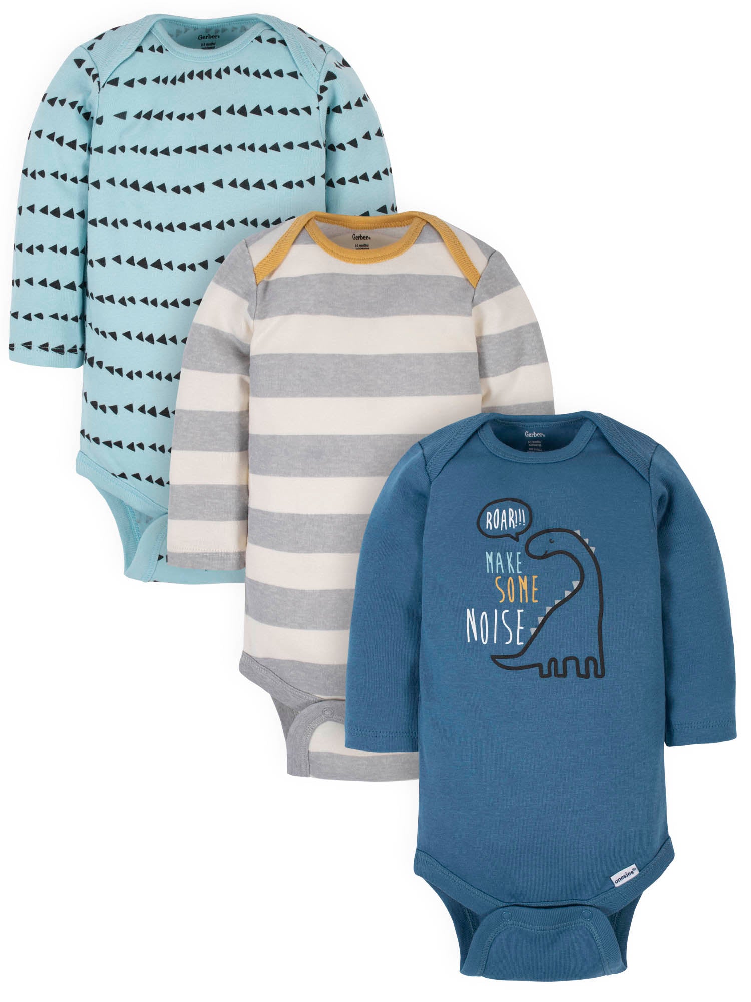 Gerber Baby Boys Onesies® Brand Long Sleeve Bodysuits, 3-Pack