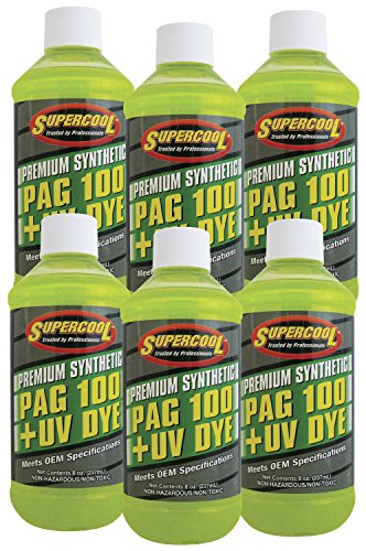 TSI Supercool P100-8D-6CP 100 PAG Viscosity Oil Plus U/V Dye, 8 oz, 6 Pack