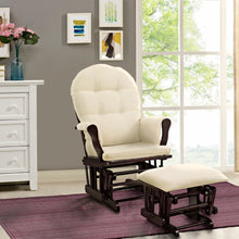 Angel Line Windsor Glider and Ottoman, Espresso Finish and Beige Cushions