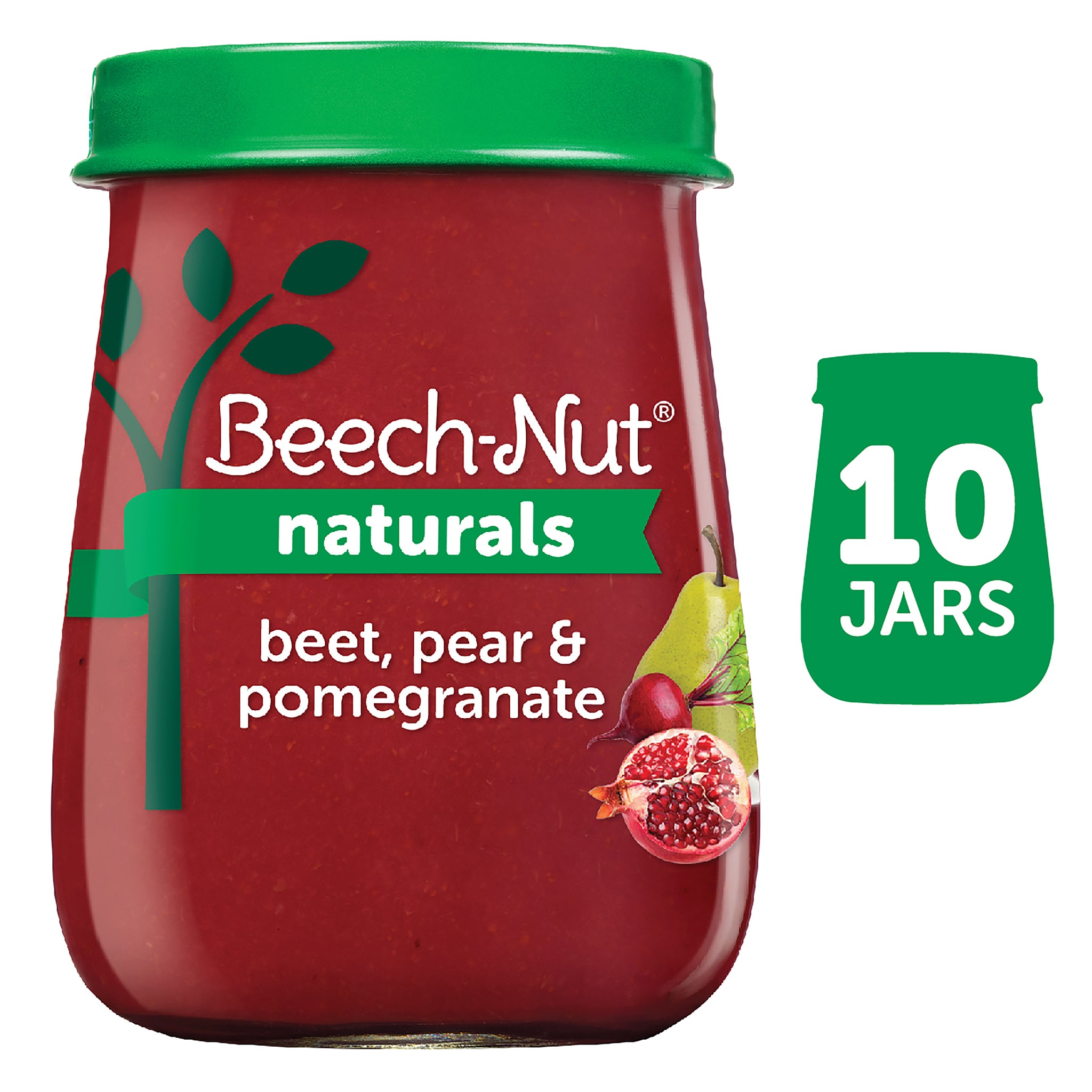 (10 Pack) Beech-Nut Naturals Stage 2, Beet Pear & Pomegranate Baby Food, 4 oz Jar