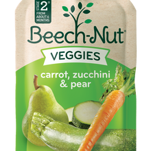 (12 Pack) Beech-Nut Veggies Stage 2, Carrot Zucchini & Pear Baby Food, 3.5 oz Pouch