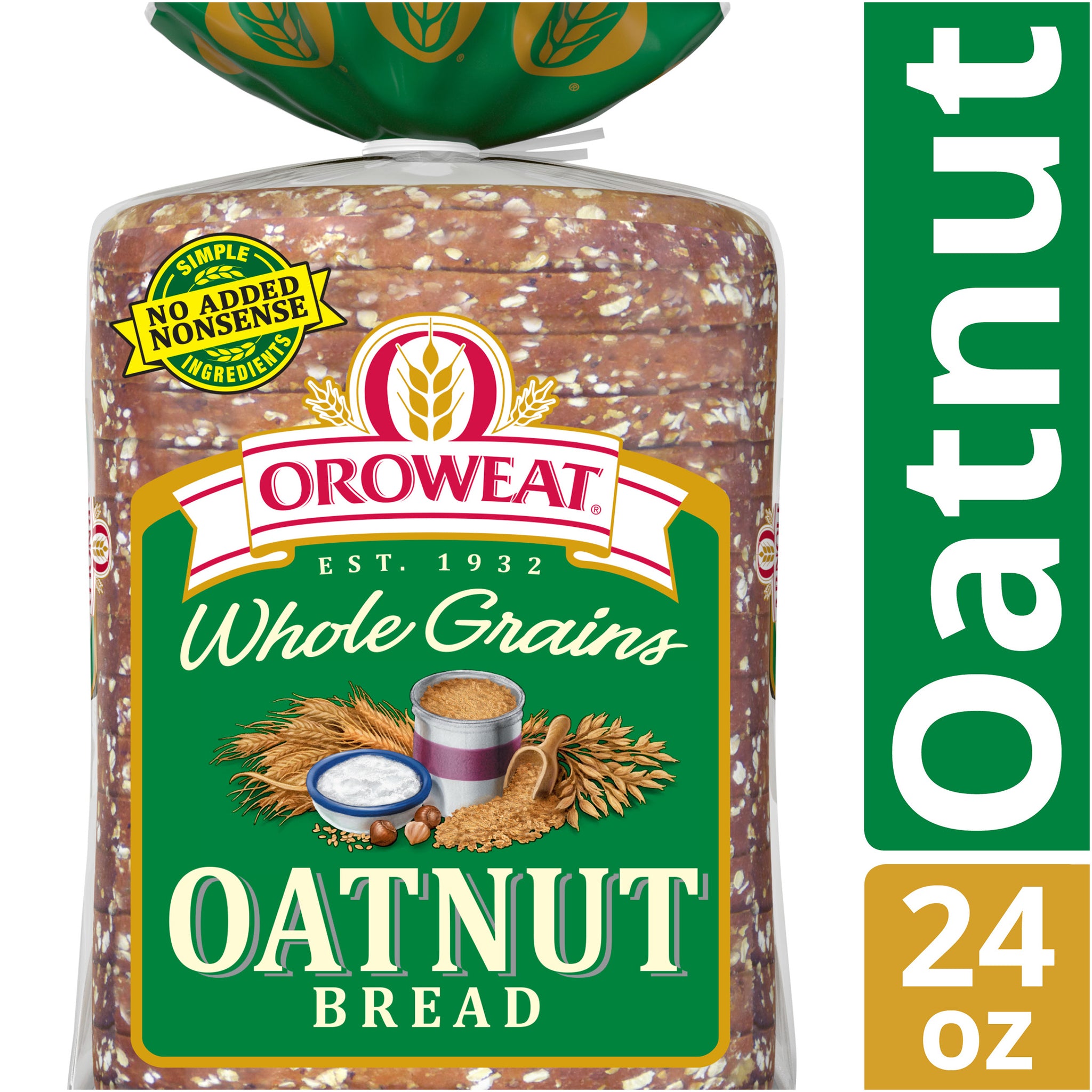 Oroweat Whole Grains Oatnut Bread, Baked with Simple Ingredients & Oats, Sunflower Seeds & Hazelnuts, 24 oz
