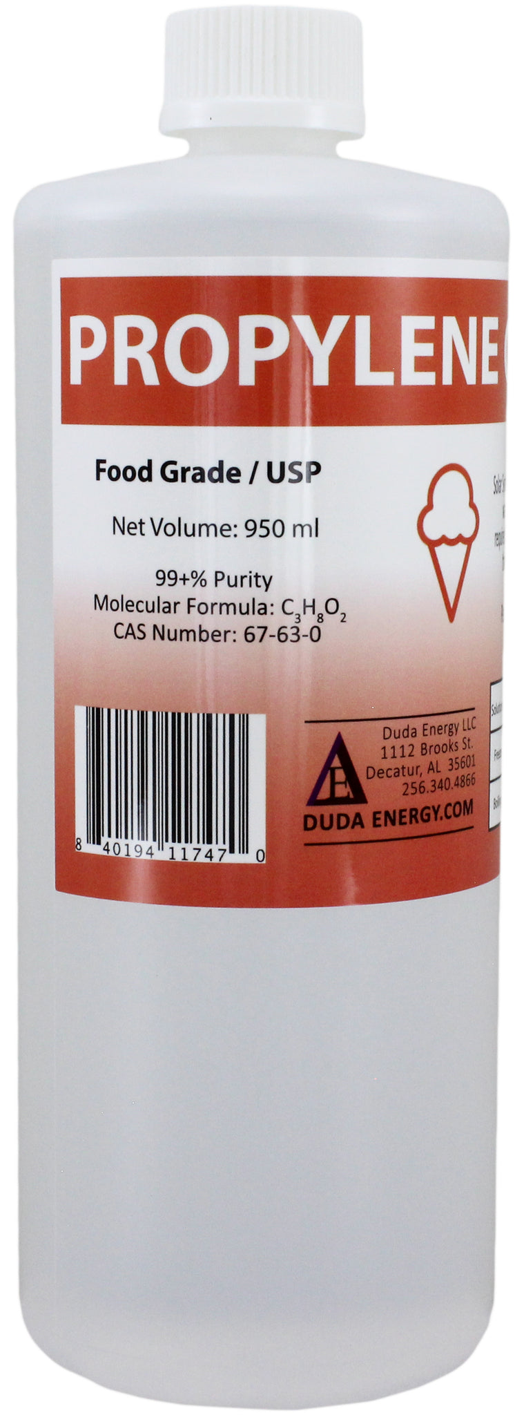1 Liter Bottle / 1 Quart Propylene Glycol Food Grade USP 99.5+% Pure Concentration with Child Safety Cap