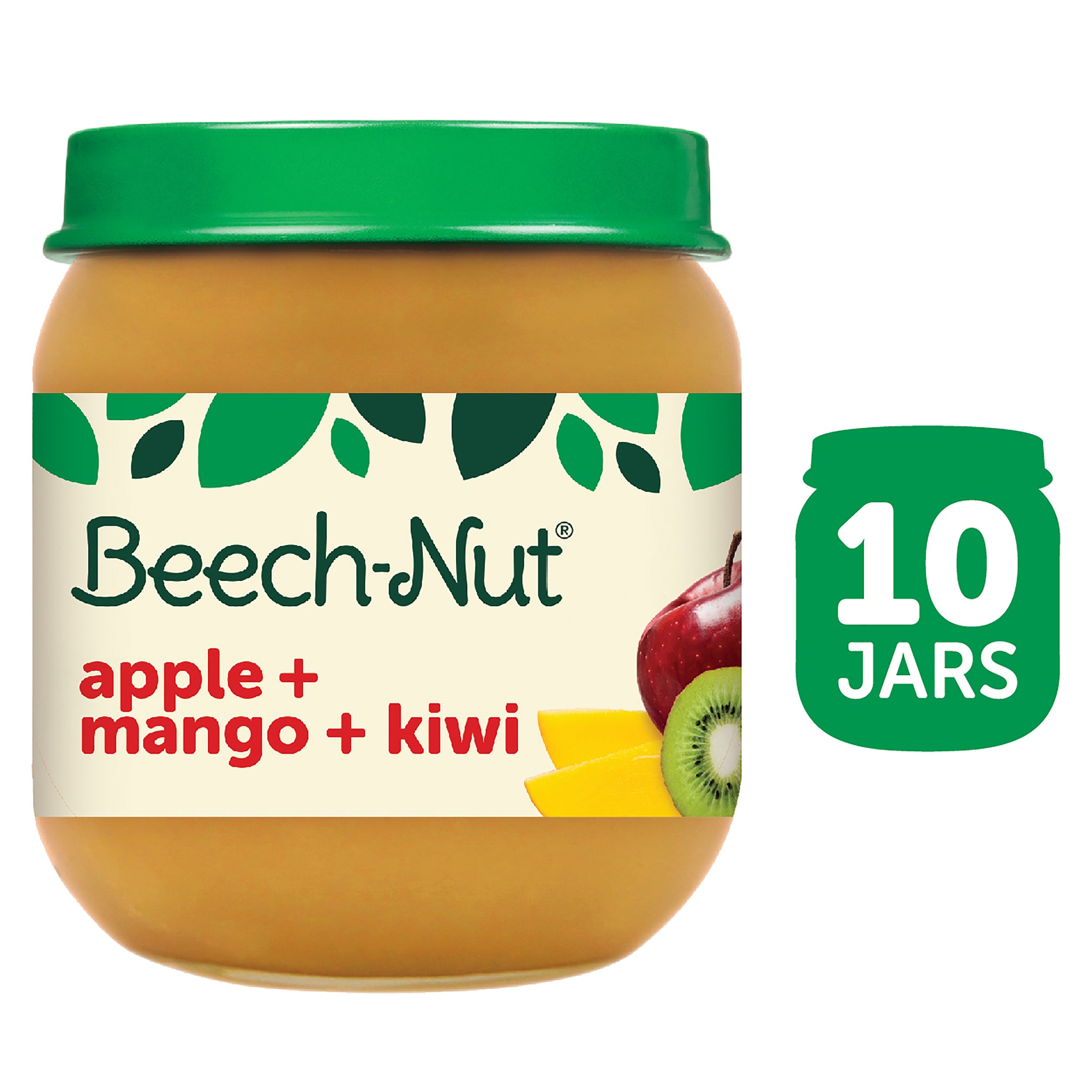 (10 Pack) Beech-Nut Stage 2, Apple, Mango & Kiwi Baby Food, 4 oz Jar