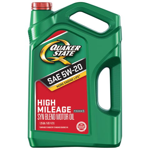 (3 Pack) Quaker State Defy High Mileage 5W-20 Synthetic Blend Motor Oil, 5 qt.