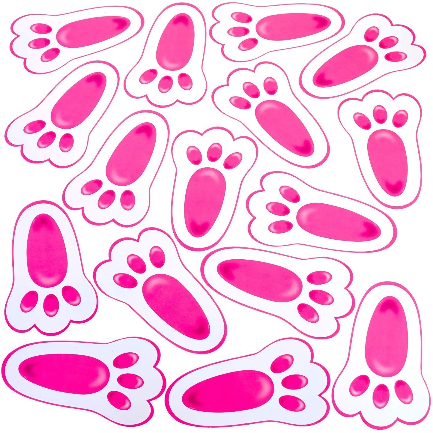 Kicko Easter Bunny Footprint Decorations - 16 Pack - 4.75 x 8 Inches - for Kids, Party Favors, Easter Baskets and Egg Hunts, Classroom Prizes, Decorations, Birthday Supplies, Holidays, Pinata Fillers