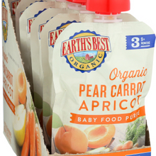 (6 Pack) Earth's Best Organic Stage 3, Pear Carrot and Apricot Baby Food, 4.2 oz. Pouch