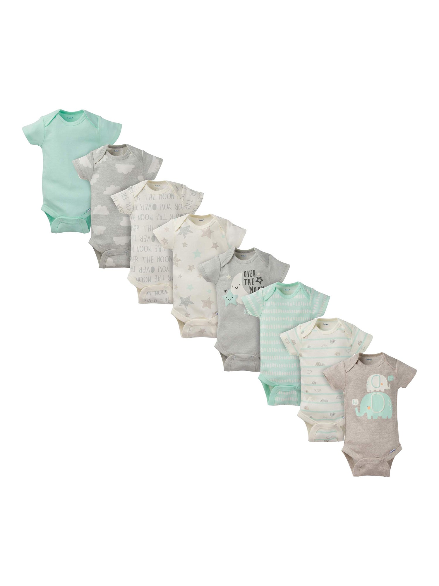 Gerber Baby Boy or Baby Girl Gender Neutral Onesies Short Sleeve Bodysuits, 8-Pack.