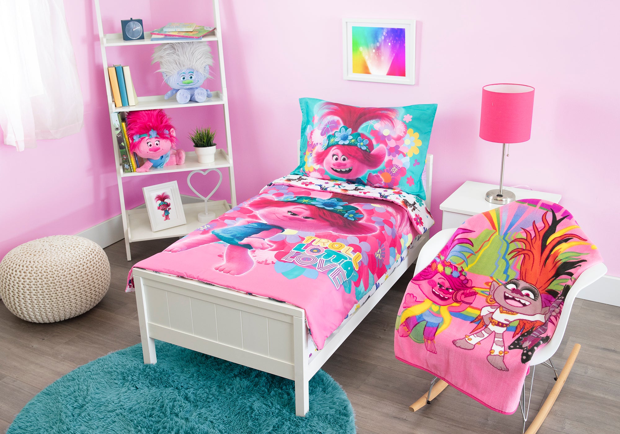 Trolls 5-Piece World Tour Toddler Bedding and Plush Blanket Set