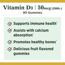 Nature's Bounty Vitamin D3 Gummies, 50 mcg (2,000 IU), 90 Ct