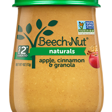 (10 Pack) Beech-Nut Naturals Stage 2, Apple Cinnamon & Granola Baby Food, 4 oz Jar