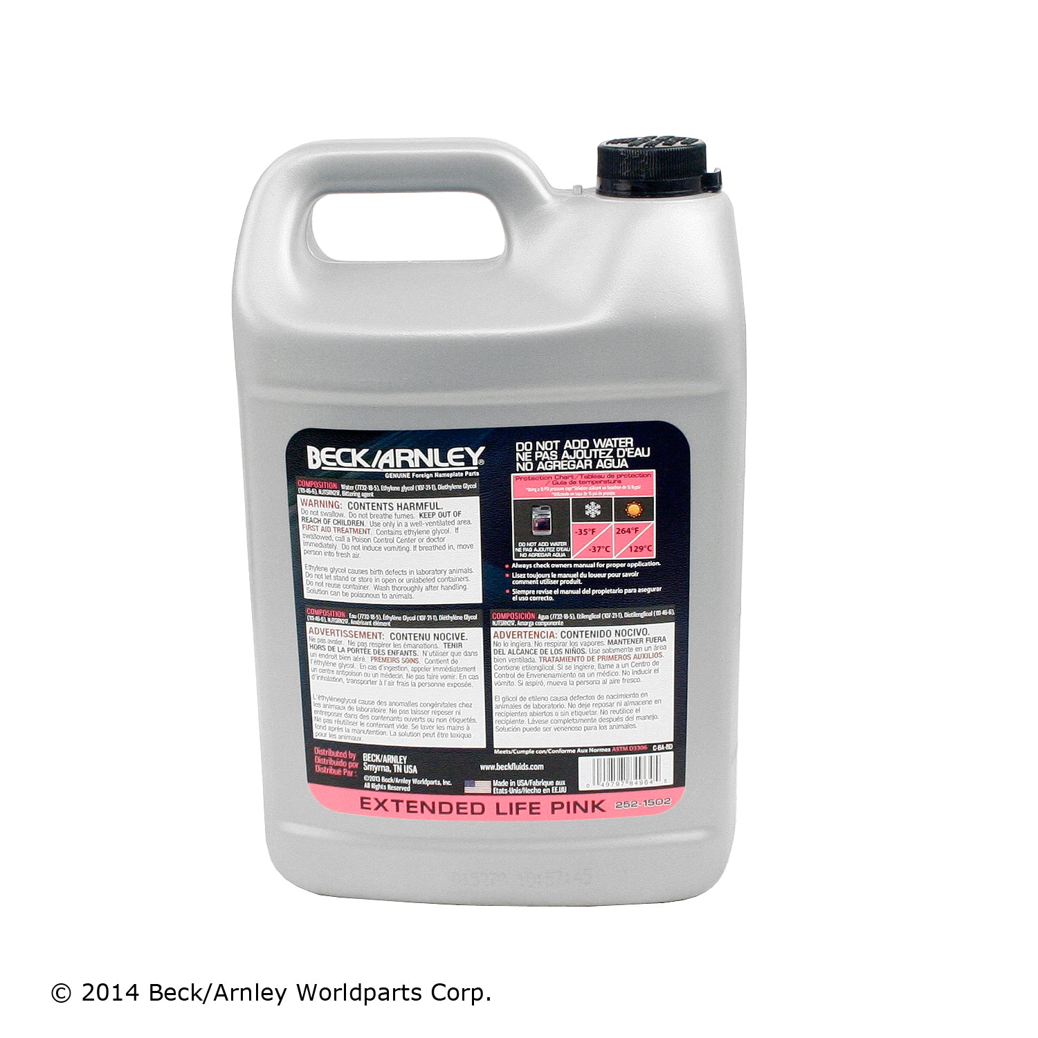 Beckarnley 252-1502 Pink Extended Life Premium Antifreeze Coolant, 1 Gallon