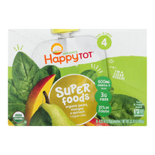 (8 Pack) Happy Tot Super Foods Pouches Organics Pears, Mangos & Spinach + Super Chia Pouch, 4.22 OZ