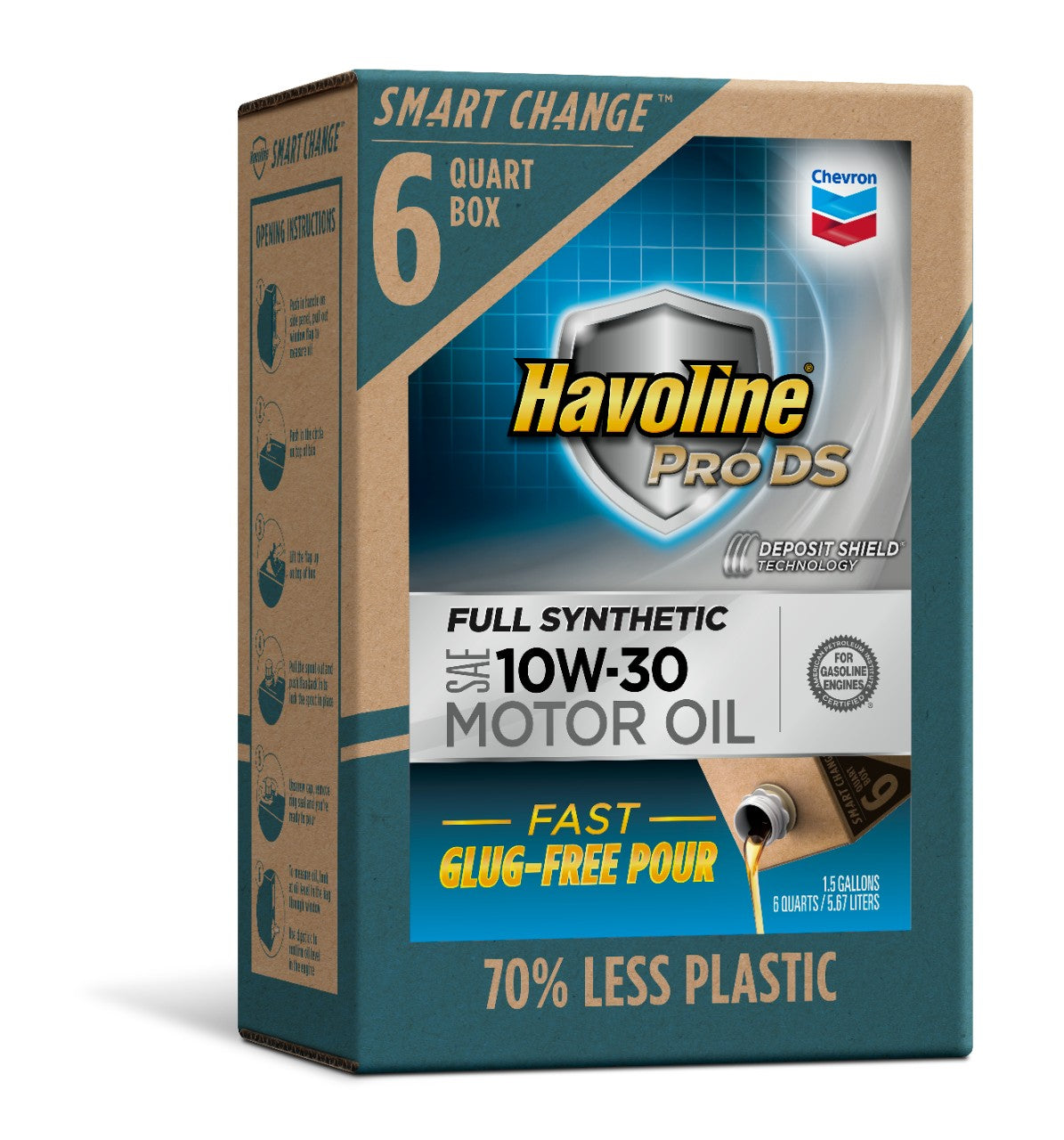 Havoline SMART CHANGE® ProDS 10W-30 Full Synthetic Motor Oil, 6 qt.