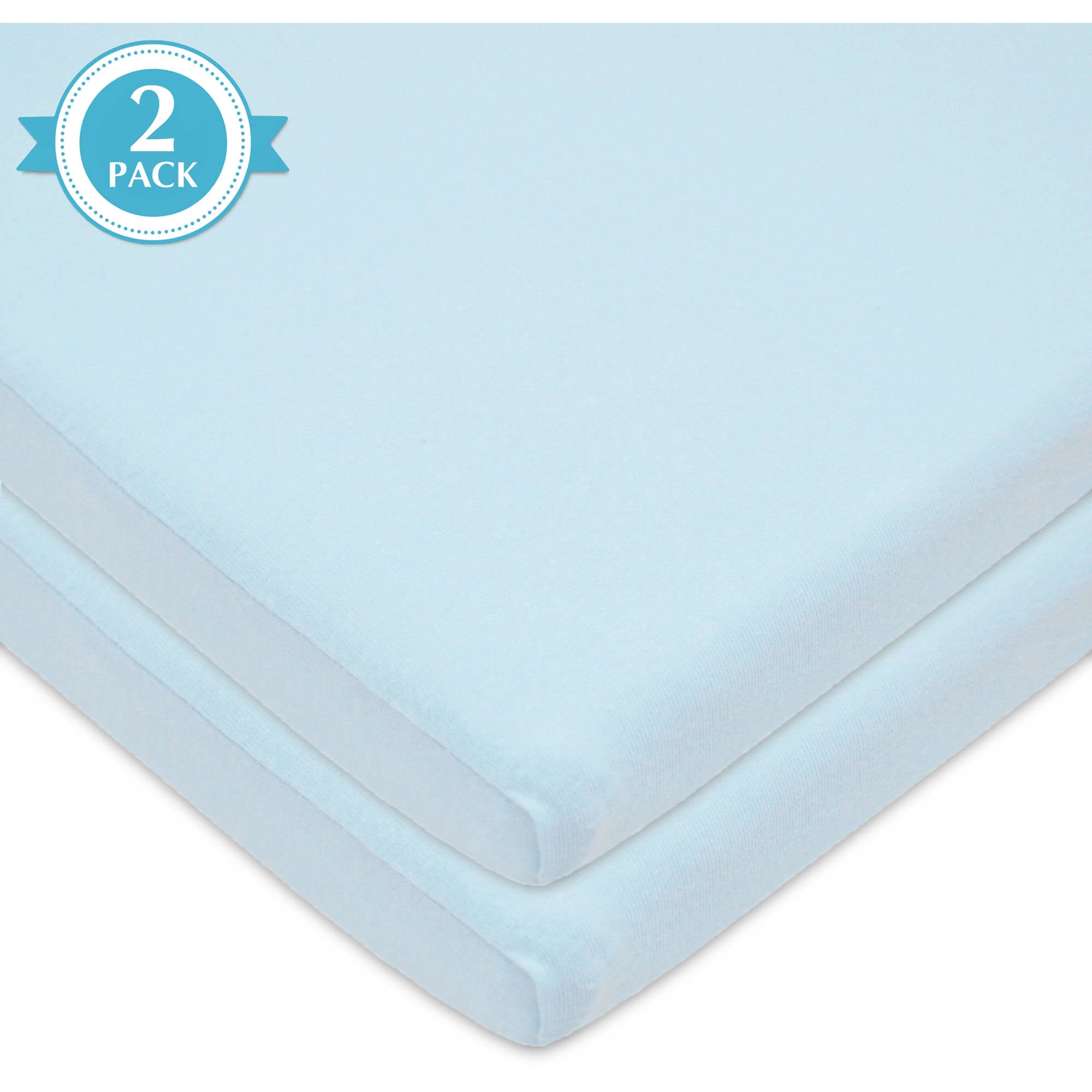 American Baby Co. Cotton Jersey Knit Fitted Bassinet Sheet, Blue Stars 2pk