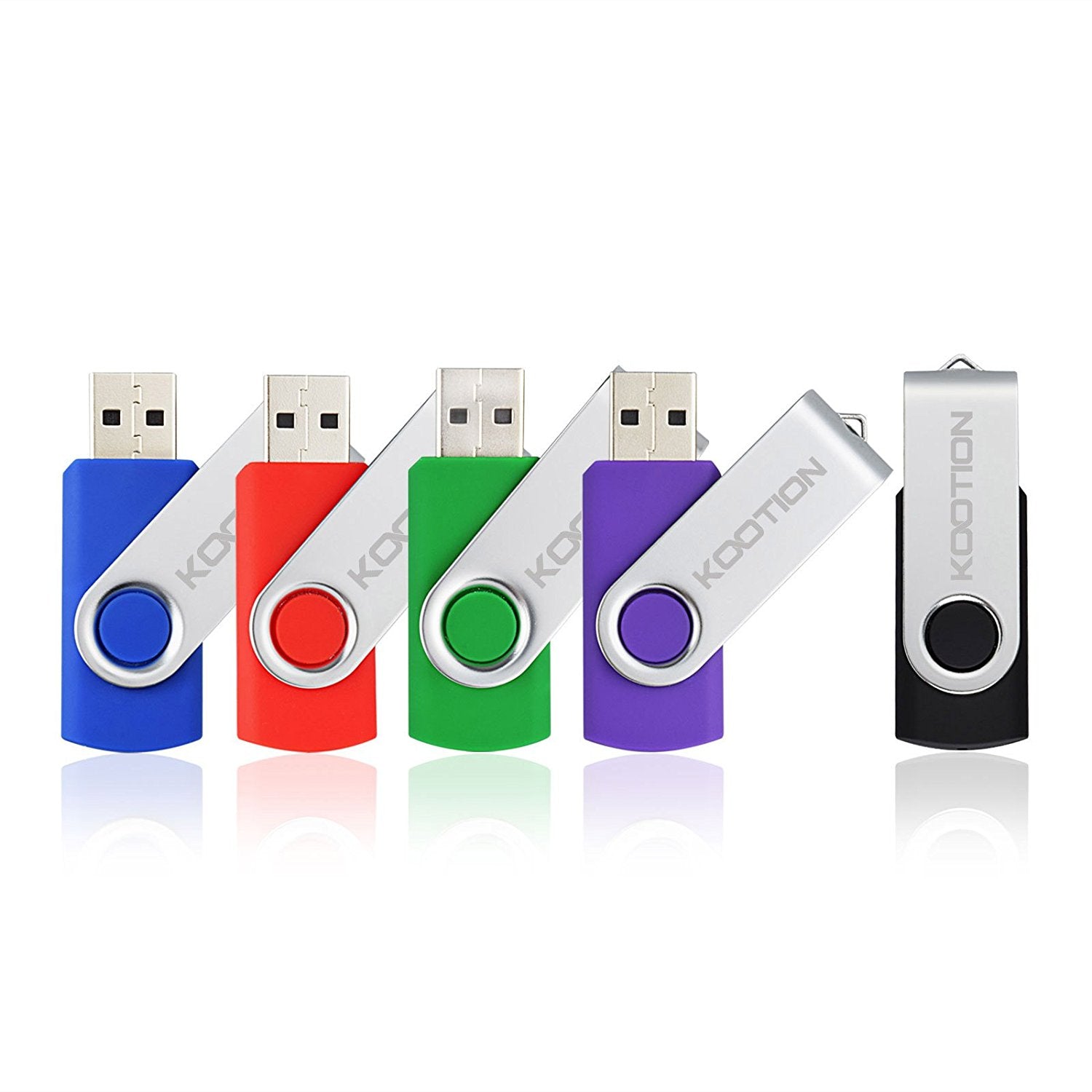 KOOTION 5 Pack 32GB USB 2.0 Flash Drive Thumb Drives Memory Stick, 5 Mixed Colors: Black, Blue, Green, Purple, Red